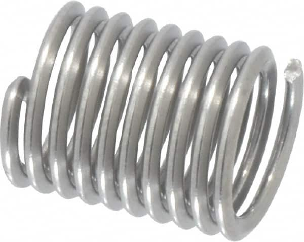 Heli-Coil - #10-32 UNF, 0.38" OAL, Free Running Helical Insert - 9-1/2 Free Coils, Tanged, 304 Stainless Steel, Bright Finish, 2D Insert Length - Exact Industrial Supply