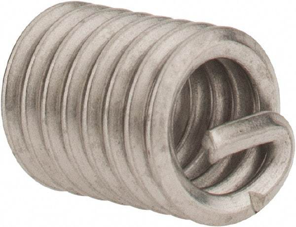 Heli-Coil - 1/4-20 UNC, 1/2" OAL, Free Running Helical Insert - 8 Free Coils, Tanged, 304 Stainless Steel, Bright Finish, 2D Insert Length - Americas Industrial Supply