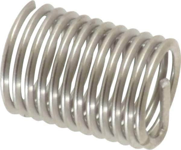 Heli-Coil - 1/4-28 UNF, 1/2" OAL, Free Running Helical Insert - 11-3/8 Free Coils, Tanged, 304 Stainless Steel, Bright Finish, 2D Insert Length - Americas Industrial Supply