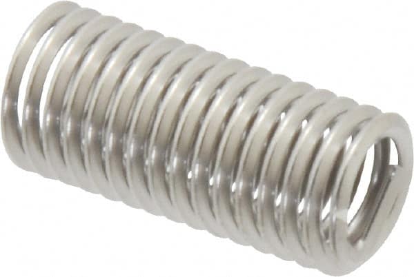 Heli-Coil - 3/8-16 UNC, 1-1/8" OAL, Free Running Helical Insert - 15-3/4 Free Coils, Tanged, 304 Stainless Steel, Bright Finish, 3D Insert Length - Americas Industrial Supply