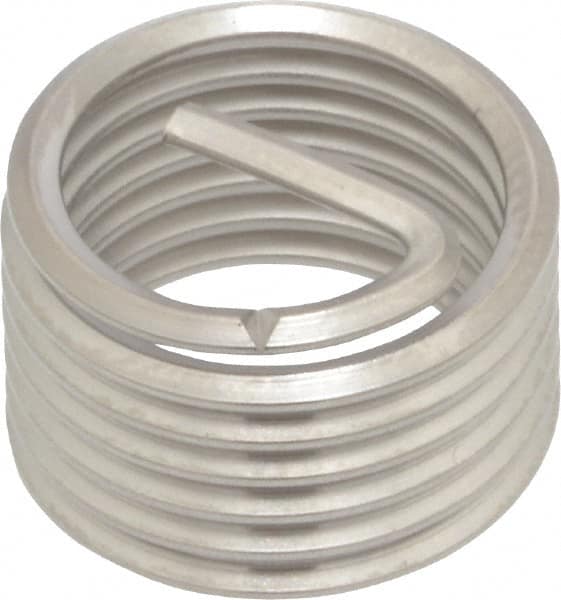 Heli-Coil - 7/16-20 UNF, 0.438" OAL, Free Running Helical Insert - 6-5/8 Free Coils, Tanged, 304 Stainless Steel, Bright Finish, 1D Insert Length - Exact Industrial Supply