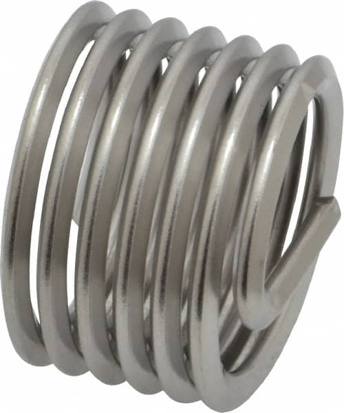 Heli-Coil - 1-8 UNC, 1" OAL, Free Running Helical Insert - 6-3/8 Free Coils, Tanged, 304 Stainless Steel, Bright Finish, 1D Insert Length - Americas Industrial Supply