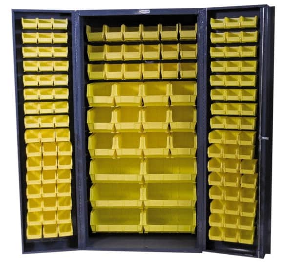 Durham - 132 Bin Storage Cabinet - Steel, 36" Wide x 24" Deep x 72" High, Gray - Americas Industrial Supply