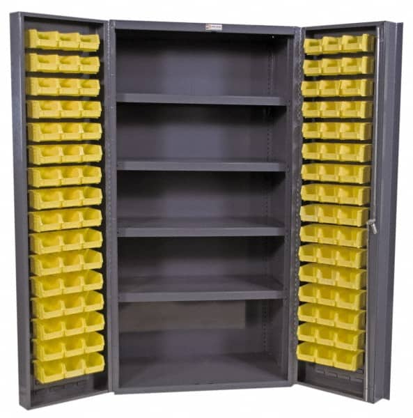 Durham - 4 Shelf 96 Bin Storage Cabinet - Steel, 36" Wide x 24" Deep x 72" High, Gray - Americas Industrial Supply
