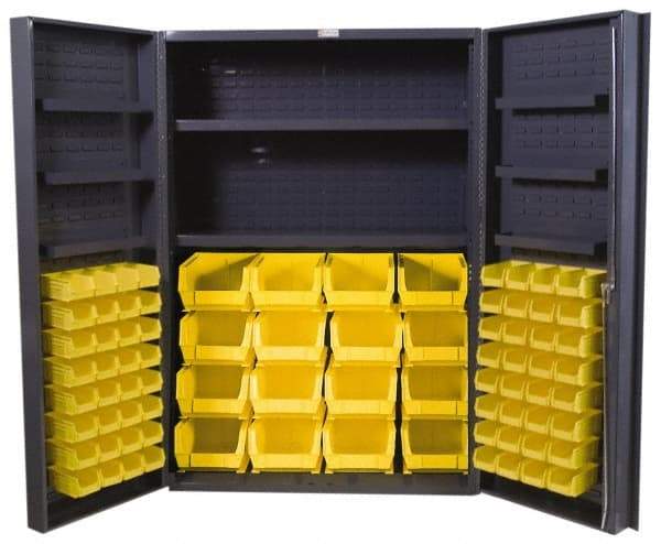 Durham - 8 Shelf 84 Bin Storage Cabinet - Steel, 48" Wide x 24" Deep x 72" High, Gray - Americas Industrial Supply