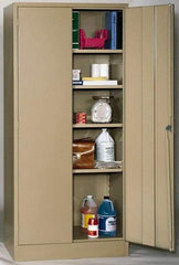 Edsal - 4 Shelf Combination Storage Cabinet - Steel, 36" Wide x 24" Deep x 72" High, Tan - Americas Industrial Supply