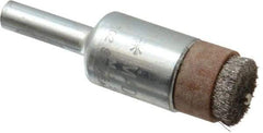 Anderson - 1/2" Brush Diam, Crimped, End Brush - 1/4" Diam Shank, 3/32" Pilot Diam, 20,000 Max RPM - Americas Industrial Supply