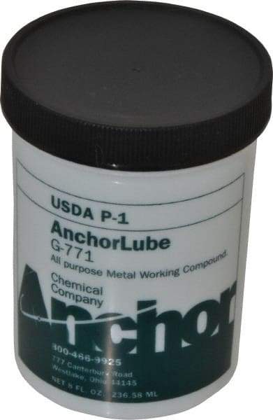 Made in USA - Anchorlube G-771, 1/2 Pt Jar Cutting Fluid - Water Soluble, For Broaching, Counterboring, Drawing, Drilling, Engraving, Fly-Cutting, Hole Extruding, Milling, Piercing, Punching, Sawing, Seat Forming, Spot Facing, Tapping - Americas Industrial Supply