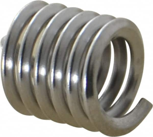 Heli-Coil - 1/4-20 UNC, 3/8" OAL, Free Running Helical Insert - 5-3/4 Free Coils, Tanged, Stainless Steel, Bright Finish, 1-1/2D Insert Length - Americas Industrial Supply