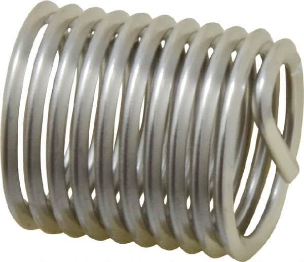 Heli-Coil - 1-8 UNC, 1-1/2" OAL, Free Running Helical Insert - 10-1/8 Free Coils, Tanged, Stainless Steel, Bright Finish, 1-1/2D Insert Length - Americas Industrial Supply