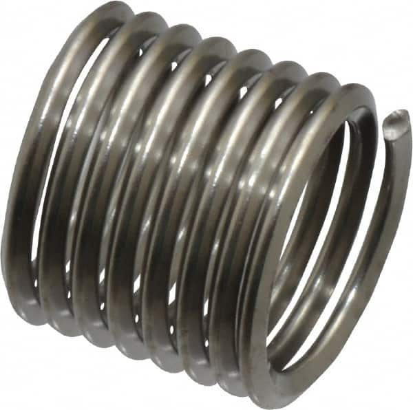 Heli-Coil - 1/4-28 UNF, 3/8" OAL, Free Running Helical Insert - 8-1/4 Free Coils, Tanged, Stainless Steel, Bright Finish, 1-1/2D Insert Length - Americas Industrial Supply