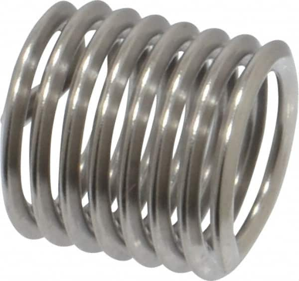 Heli-Coil - M8x1.25 Metric Coarse, 12mm OAL, Free Running Helical Insert - 7-3/8 Free Coils, Tanged, Stainless Steel, Bright Finish, 1-1/2D Insert Length - Americas Industrial Supply