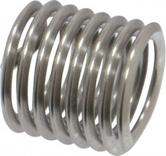 Heli-Coil - M8x1.25 Metric Coarse, 12mm OAL, Free Running Helical Insert - 7-3/8 Free Coils, Tanged, Stainless Steel, Bright Finish, 1-1/2D Insert Length - Americas Industrial Supply