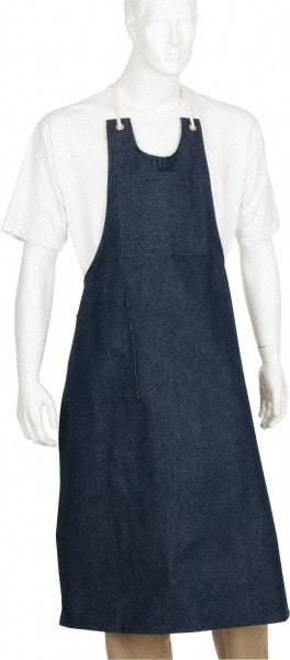 PRO-SAFE - 28 x 42" General Purpose Bib Apron - Denim, Denim Blue, 3 Pockets - Americas Industrial Supply