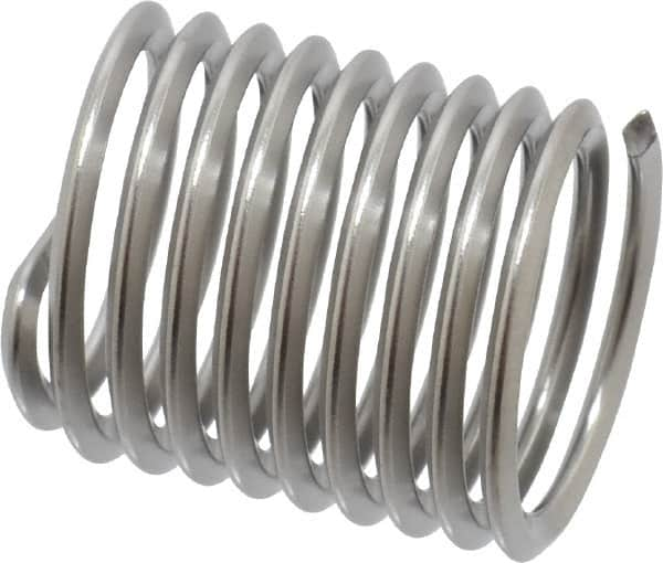 Heli-Coil - M10x1.25 Metric Fine, 15mm OAL, Free Running Helical Insert - 9-1/2 Free Coils, Tanged, Stainless Steel, Bright Finish, 1-1/2D Insert Length - Americas Industrial Supply