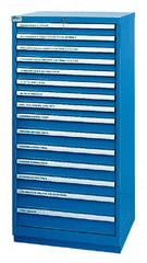 LISTA - 14 Drawer, Tool Crib Storage Cabinet - Steel, 28-1/4" Wide x 28-1/2" Deep x 59-1/2" High, Blue - Americas Industrial Supply