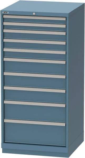 LISTA - 10 Drawer, Tool Crib Storage Cabinet - Steel, 28-1/4" Wide x 28-1/2" Deep x 59-1/2" High, Blue - Americas Industrial Supply
