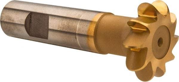 Whitney Tool Co. - 3/16" Radius, 3/8" Circle Diam, 1-3/8" Cutter Diam, Shank Connection, Convex Radius Cutter - 3/4" Shank Diam, 3-1/2" OAL, High Speed Steel, TiN Finish, Profile Ground, 10 Teeth, Weldon Flat - Americas Industrial Supply