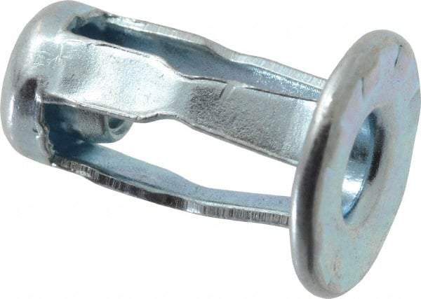 RivetKing - #6-32 UNC Thread, Clear Zinc Plated, Steel, Screwdriver Installed Rivet Nut - 1/64 to 0.06" Grip, 15/32" Flange Diam, 0.663" Long - Americas Industrial Supply