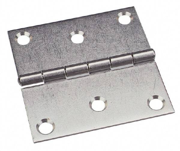 Made in USA - 3" Long x 3" Wide x 0.093" Thick, 302/304 Stainless Steel Commercial Hinge - 6 Holes, 0.25" Pin Diam - Americas Industrial Supply
