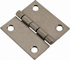 Made in USA - 2" Long x 2" Wide x 0.062" Thick, 302/304 Stainless Steel Commercial Hinge - 4 Holes, 0.12" Pin Diam - Americas Industrial Supply