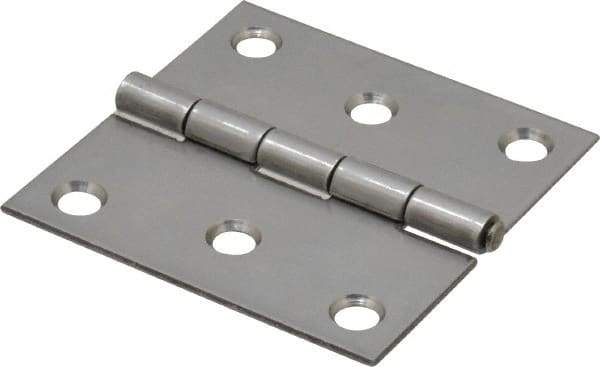 Made in USA - 2-1/2" Long x 2-1/2" Wide x 0.062" Thick, 302/304 Stainless Steel Commercial Hinge - 6 Holes, 0.12" Pin Diam - Americas Industrial Supply