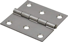 Made in USA - 2-1/2" Long x 2-1/2" Wide x 0.062" Thick, 302/304 Stainless Steel Commercial Hinge - 6 Holes, 0.12" Pin Diam - Americas Industrial Supply