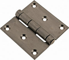 Made in USA - 3" Long x 3" Wide x 1/8" Thick, 302/304 Stainless Steel Commercial Hinge - 6 Holes, 0.25" Pin Diam - Americas Industrial Supply