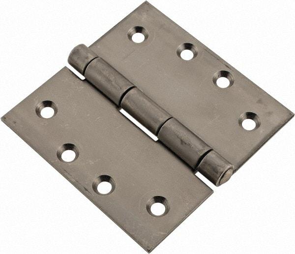 Made in USA - 4" Long x 4" Wide x 1/8" Thick, 302/304 Stainless Steel Commercial Hinge - 8 Holes, 0.25" Pin Diam - Americas Industrial Supply