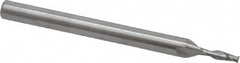 SGS - 1/16", 3/16" LOC, 1/8" Shank Diam, 1-1/2" OAL, 2 Flute, Solid Carbide Square End Mill - Single End, Uncoated, Spiral Flute, 30° Helix, Centercutting, Right Hand Cut, Right Hand Flute, Series 52 - Americas Industrial Supply