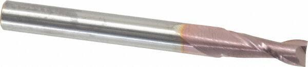 SGS - 7/32", 5/8" LOC, 1/4" Shank Diam, 2-1/2" OAL, 2 Flute, Solid Carbide Square End Mill - Single End, TiCN Finish, Spiral Flute, 30° Helix, Centercutting, Right Hand Cut, Right Hand Flute, Series 52 - Americas Industrial Supply