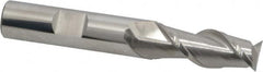 SGS - 1/2", 1-1/4" LOC, 1/2" Shank Diam, 3-1/4" OAL, 2 Flute, Solid Carbide Square End Mill - Single End, Uncoated, Spiral Flute, 45° Helix, Centercutting, Right Hand Cut, Right Hand Flute, Series 44 - Americas Industrial Supply