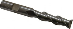 SGS - 1/2", 2" LOC, 1/2" Shank Diam, 4" OAL, 2 Flute, Solid Carbide Square End Mill - Single End, Uncoated, Spiral Flute, 45° Helix, Centercutting, Right Hand Cut, Right Hand Flute, Series 44 - Americas Industrial Supply