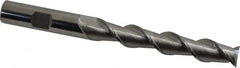 SGS - 1/2", 3" LOC, 1/2" Shank Diam, 5" OAL, 2 Flute, Solid Carbide Square End Mill - Single End, Uncoated, Spiral Flute, 45° Helix, Centercutting, Right Hand Cut, Right Hand Flute, Series 44 - Americas Industrial Supply