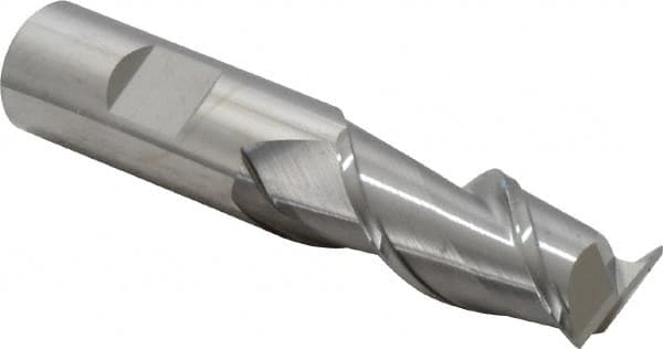 SGS - 3/4", 1-5/8" LOC, 3/4" Shank Diam, 3-7/8" OAL, 2 Flute, Solid Carbide Square End Mill - Single End, Uncoated, Spiral Flute, 45° Helix, Centercutting, Right Hand Cut, Right Hand Flute, Series 44 - Americas Industrial Supply