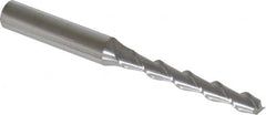 SGS - 1/4", 1-3/4" LOC, 3/8" Shank Diam, 3-9/16" OAL, 2 Flute, Solid Carbide Square End Mill - Single End, Uncoated, Spiral Flute, 45° Helix, Centercutting, Right Hand Cut, Right Hand Flute, Series 44 - Americas Industrial Supply