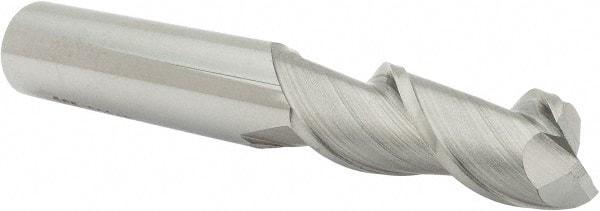 SGS - 1/2", 1-1/4" LOC, 1/2" Shank Diam, 3-1/4" OAL, 2 Flute, Solid Carbide Square End Mill - Single End, Uncoated, Spiral Flute, 45° Helix, Centercutting, Right Hand Cut, Right Hand Flute, Series 44 - Americas Industrial Supply