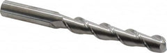 SGS - 1/2", 3" LOC, 1/2" Shank Diam, 5" OAL, 2 Flute, Solid Carbide Square End Mill - Single End, Uncoated, Spiral Flute, 45° Helix, Centercutting, Right Hand Cut, Right Hand Flute, Series 44 - Americas Industrial Supply