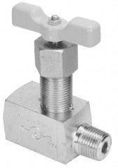 Made in USA - 3/4" Pipe, Angled Hard Seat Needle Valve - FNPT x FNPT Ends, Alloy Valve, 10,000 Max psi - Americas Industrial Supply