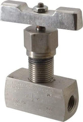 Value Collection - 1/4" Pipe, Inline Hard Seat Needle Valve - FNPT x FNPT Ends, Grade 316 Stainless Steel Valve, 10,000 Max psi - Americas Industrial Supply