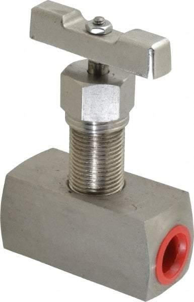 Value Collection - 1/2" Pipe, Inline Hard Seat Needle Valve - FNPT x FNPT Ends, Grade 316 Stainless Steel Valve, 10,000 Max psi - Americas Industrial Supply