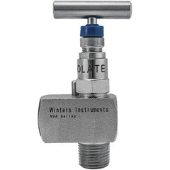 Value Collection - 1/2" Pipe, Angled Hard Seat Needle Valve - FNPT x FNPT Ends, Grade 316 Stainless Steel Valve, 10,000 Max psi - Americas Industrial Supply