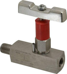 Value Collection - 1/4" Pipe, Inline Soft Seat Needle Valve - MNPT x FNPT Ends, Grade 316 Stainless Steel Valve, 6,000 Max psi - Americas Industrial Supply