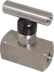 Made in USA - 1/8" Pipe, Inline Miniature Needle Valve - FNPT x FNPT Ends, Grade 316 Stainless Steel Valve, 6,000 Max psi - Americas Industrial Supply