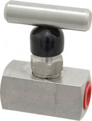 Made in USA - 1/4" Pipe, Inline Miniature Needle Valve - FNPT x FNPT Ends, Grade 316 Stainless Steel Valve, 6,000 Max psi - Americas Industrial Supply