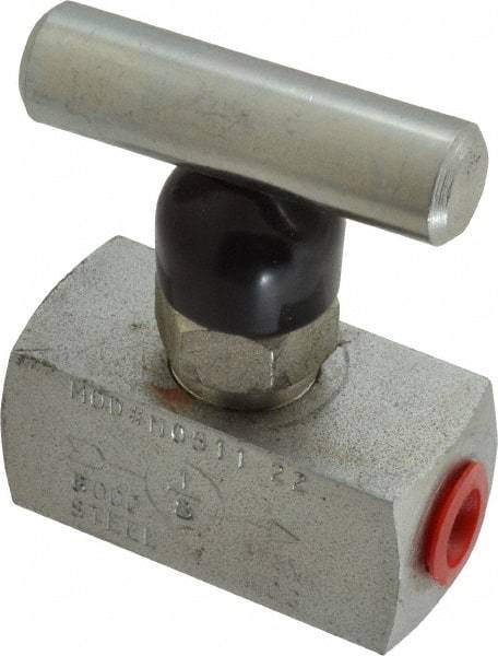 Made in USA - 1/8" Pipe, Inline Miniature Needle Valve - FNPT x FNPT Ends, Alloy Valve, 6,000 Max psi - Americas Industrial Supply