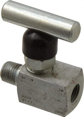 Made in USA - 1/4" Pipe, Inline Miniature Needle Valve - MNPT x FNPT Ends, Alloy Valve, 6,000 Max psi - Americas Industrial Supply