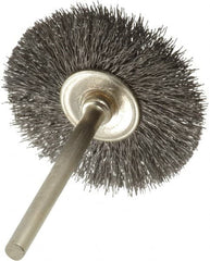 Osborn - 1-1/4" OD, 1/8" Shank Diam, Crimped Steel Wheel Brush - 0.005" Filament Diam, 25,000 RPM - Americas Industrial Supply