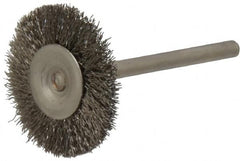 Osborn - 1" OD, 1/8" Shank Diam, Crimped Stainless Steel Wheel Brush - 0.005" Filament Diam, 25,000 RPM - Americas Industrial Supply