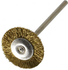 Osborn - 3/4" OD, 3/32" Shank Diam, Crimped Brass Wheel Brush - 0.005" Filament Diam, 25,000 RPM - Americas Industrial Supply